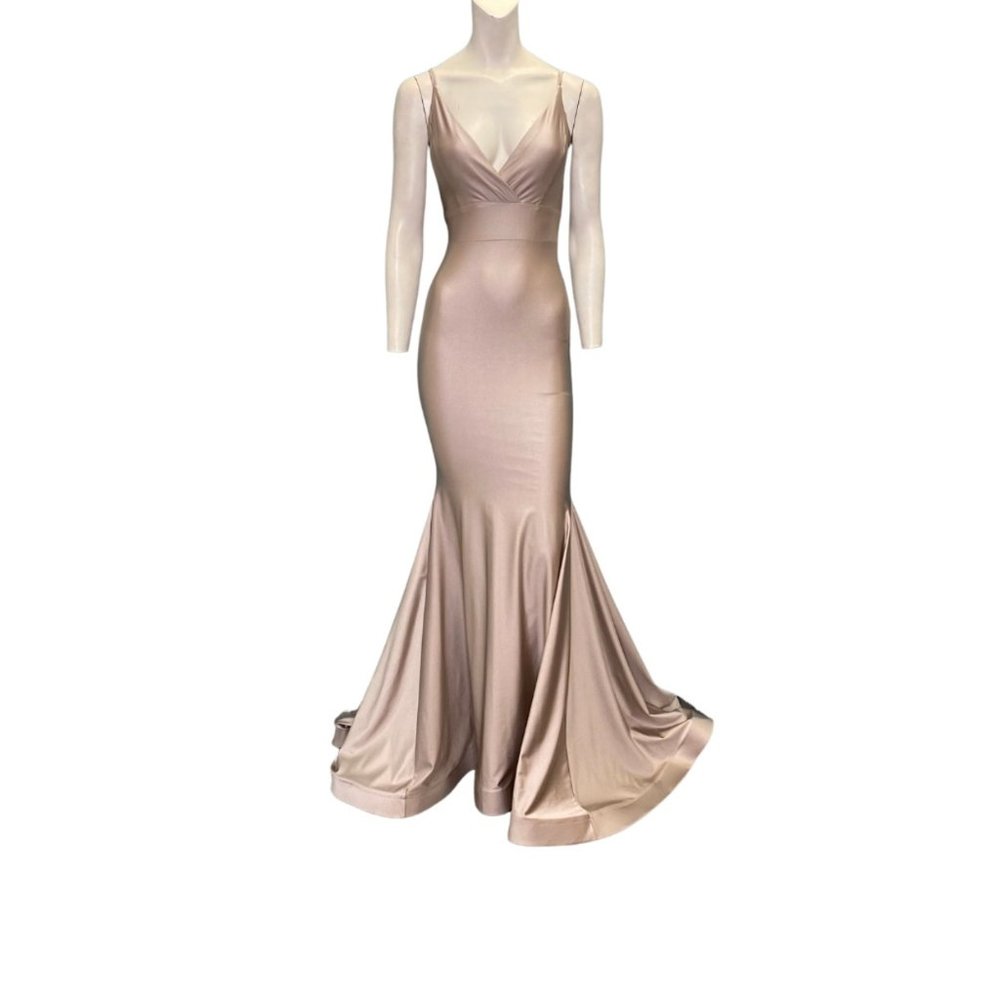 Jessica Angel 347 Open Back V-neck Maxi Gown Blush Size XS NWT